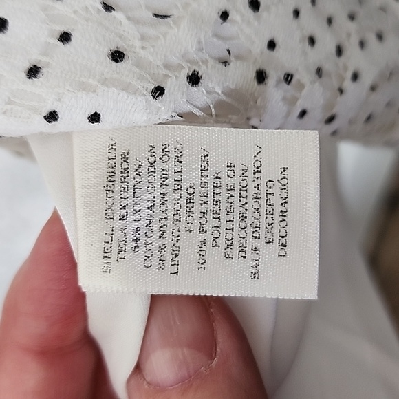 Ann Taylor White Lace Black Trim Dress 10P - Picture 6 of 9